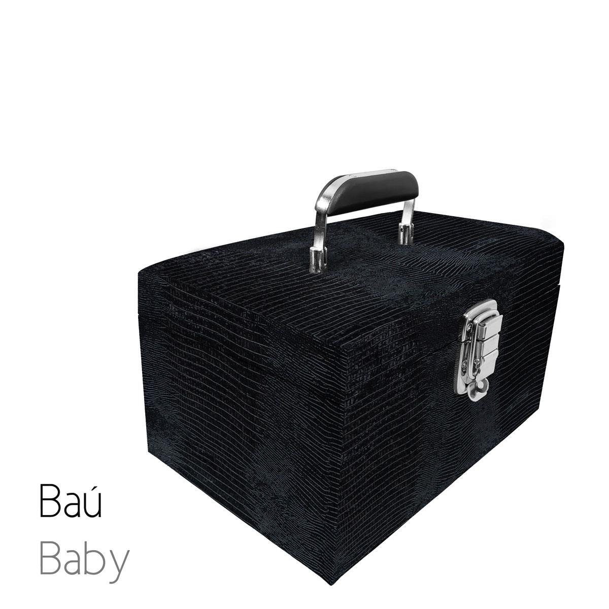 Maleta Tipo Baú Baby Acolchoado Vazia e Com Espelho Grande Jacaré - Sob Encomenda