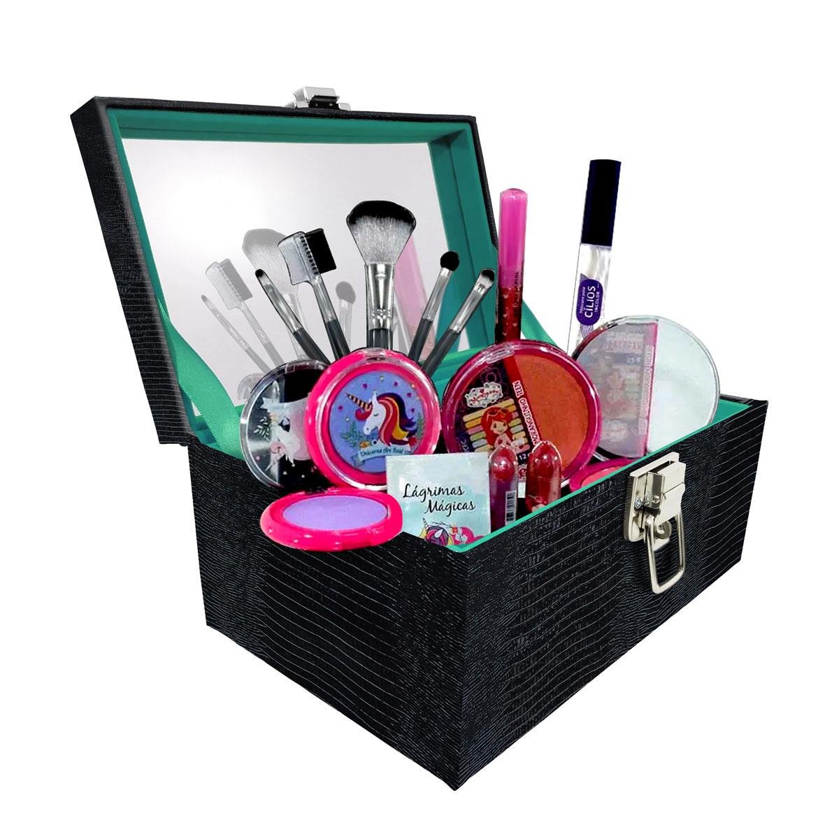 Maleta Tipo Baú Baby Acolchoado Vazia e Com Espelho Grande Jacaré - Sob Encomenda