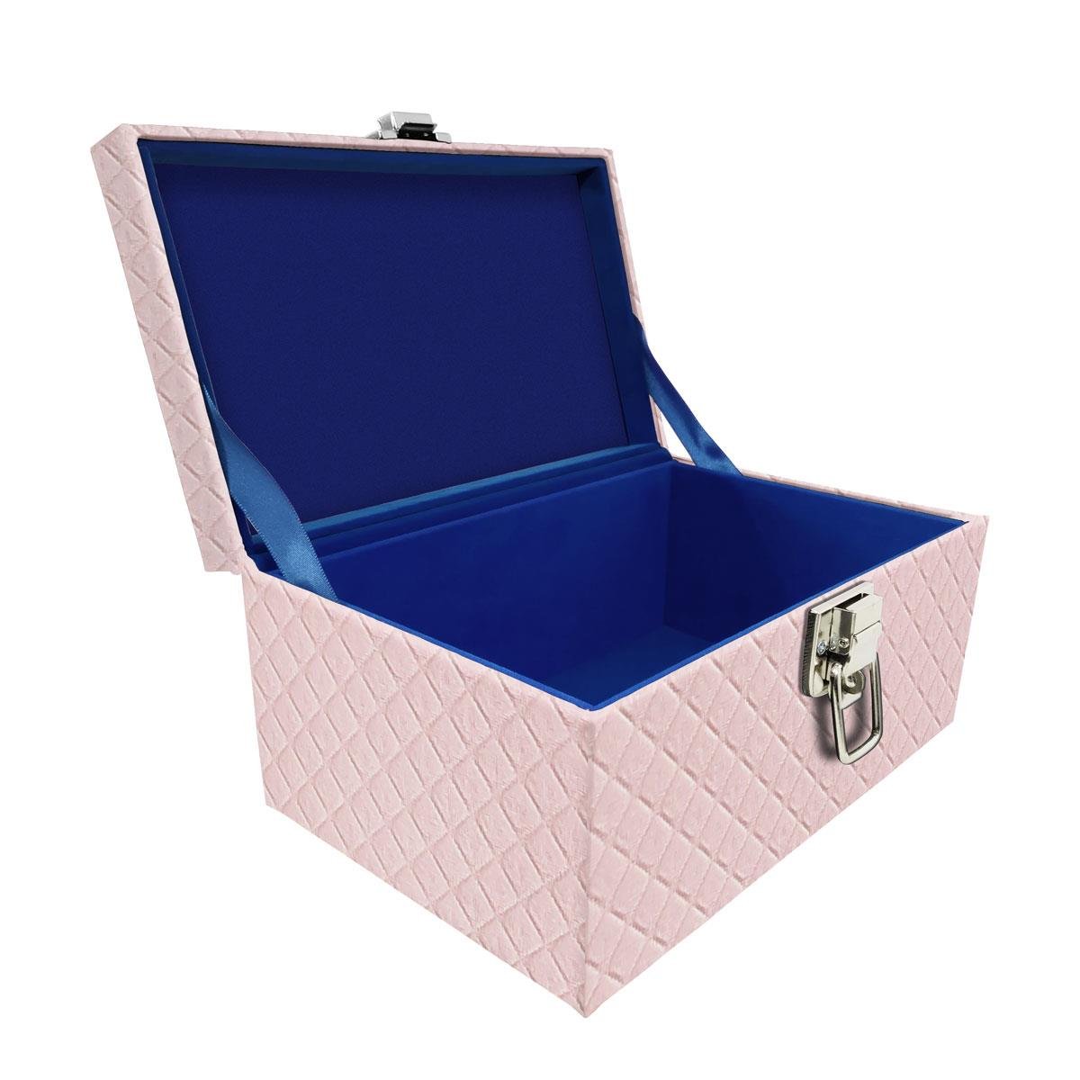Maleta Tipo Baú Baby Acolchoado Vazio Dijon Rosa Bebê - Sob Encomenda