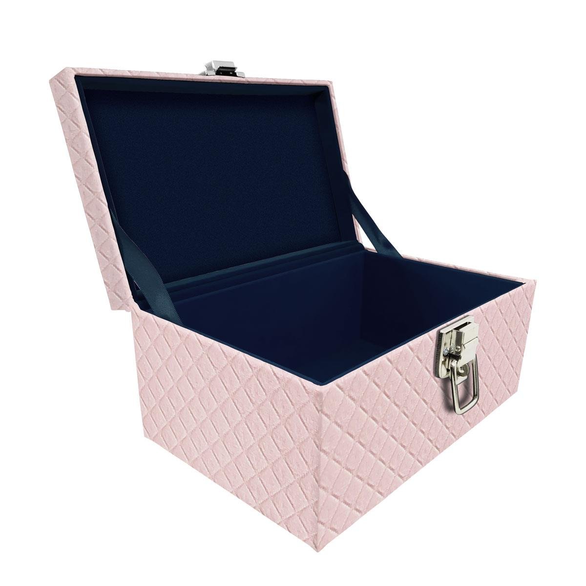 Maleta Tipo Baú Baby Acolchoado Vazio Dijon Rosa Bebê - Sob Encomenda