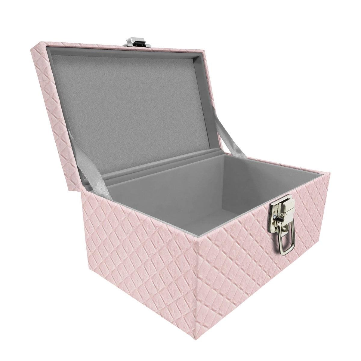 Maleta Tipo Baú Baby Acolchoado Vazio Dijon Rosa Bebê - Sob Encomenda