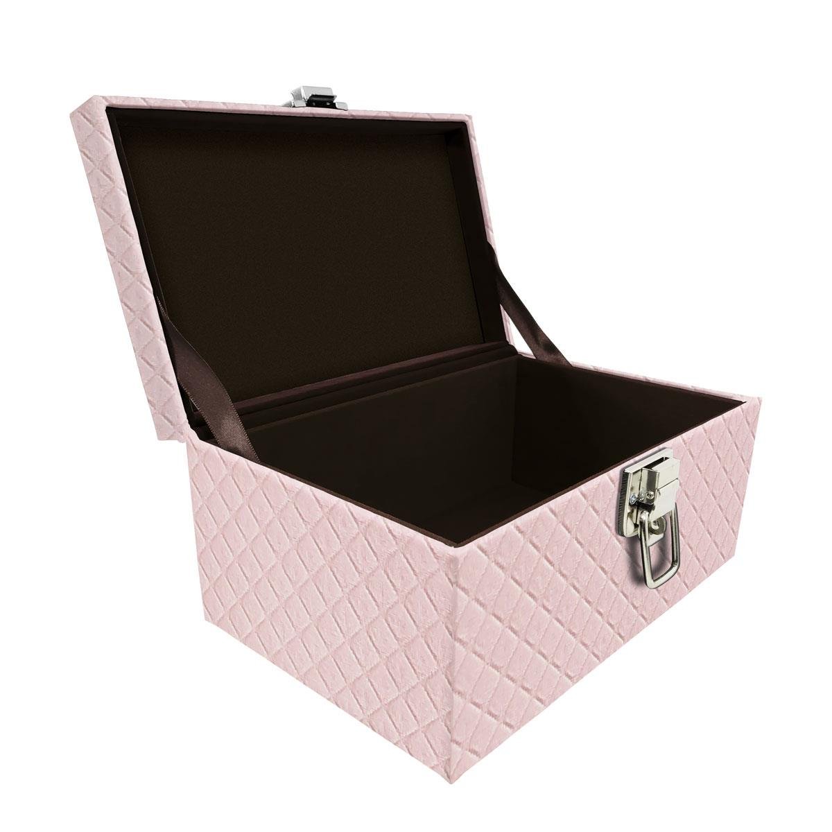 Maleta Tipo Baú Baby Acolchoado Vazio Dijon Rosa Bebê - Sob Encomenda