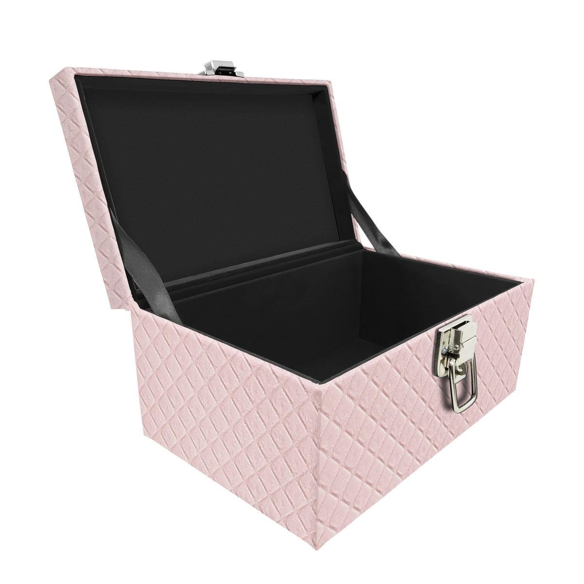Maleta Tipo Baú Baby Acolchoado Vazio Dijon Rosa Bebê - Sob Encomenda