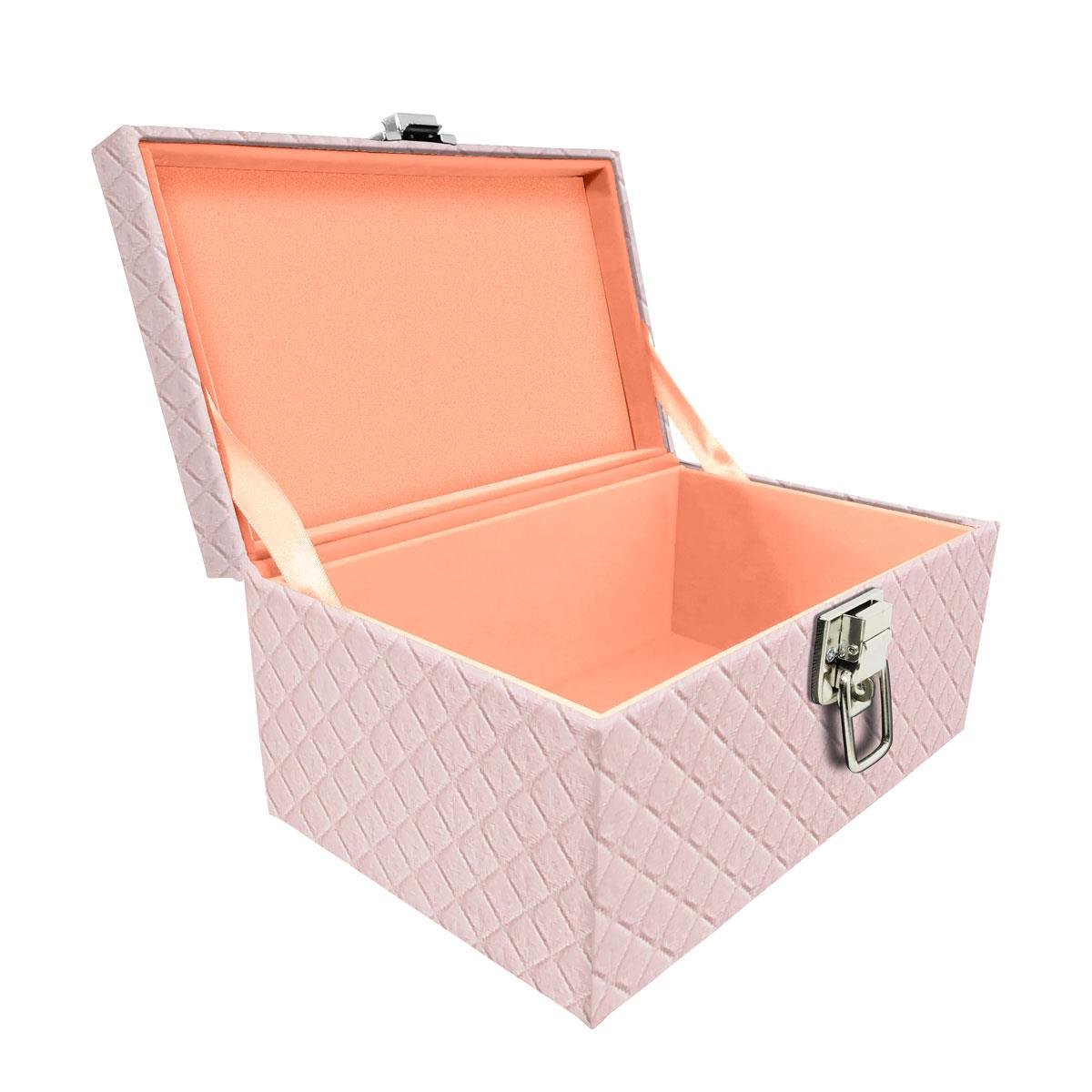 Maleta Tipo Baú Baby Acolchoado Vazio Dijon Rosa Bebê - Sob Encomenda