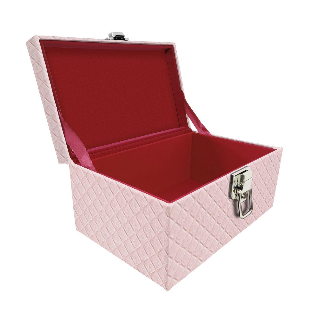 Maleta Tipo Baú Baby Acolchoado Vazio Dijon Rosa Bebê - Sob Encomenda