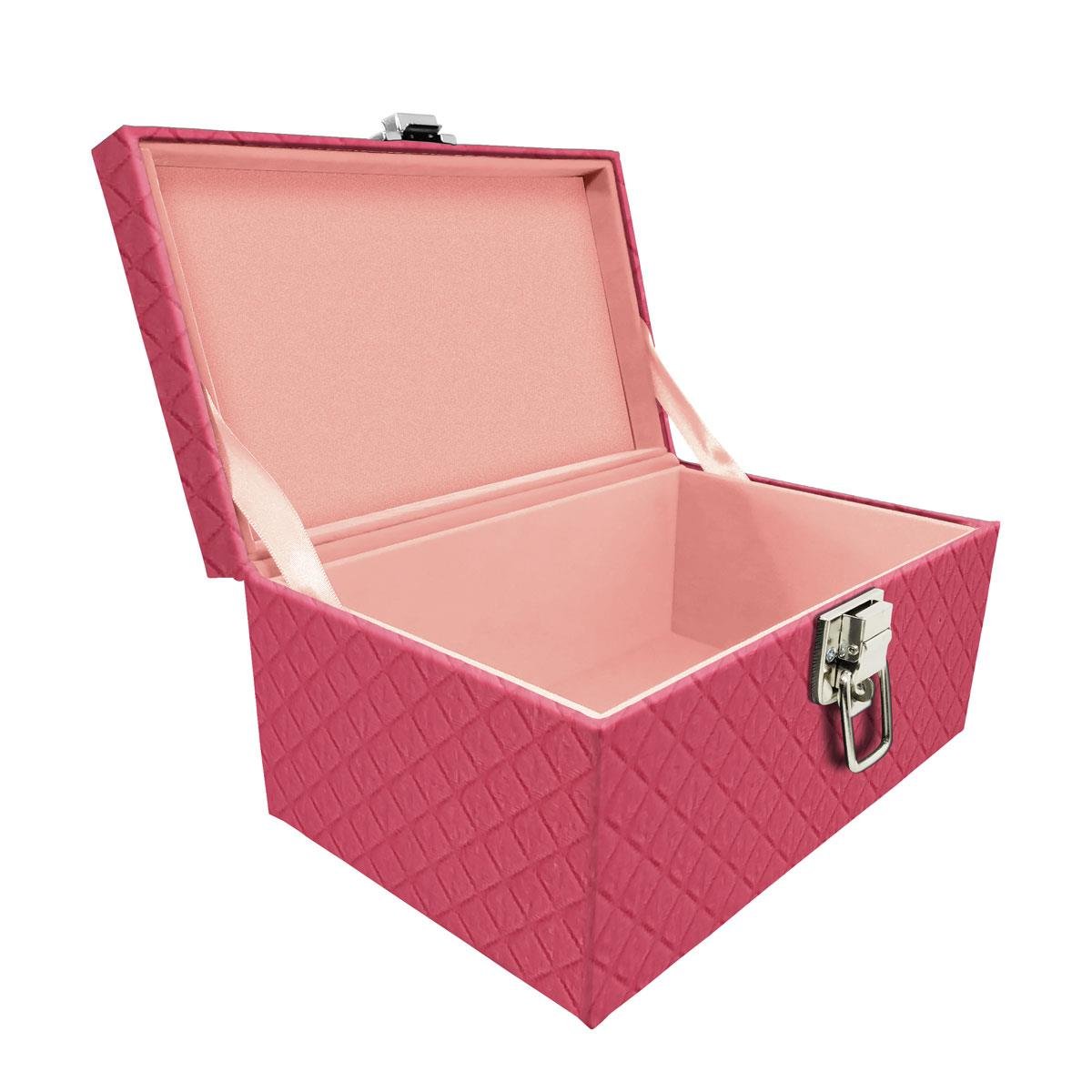 Maleta Tipo Baú Baby Vazio e Acolchoado Dijon Pink - Sob Encomenda