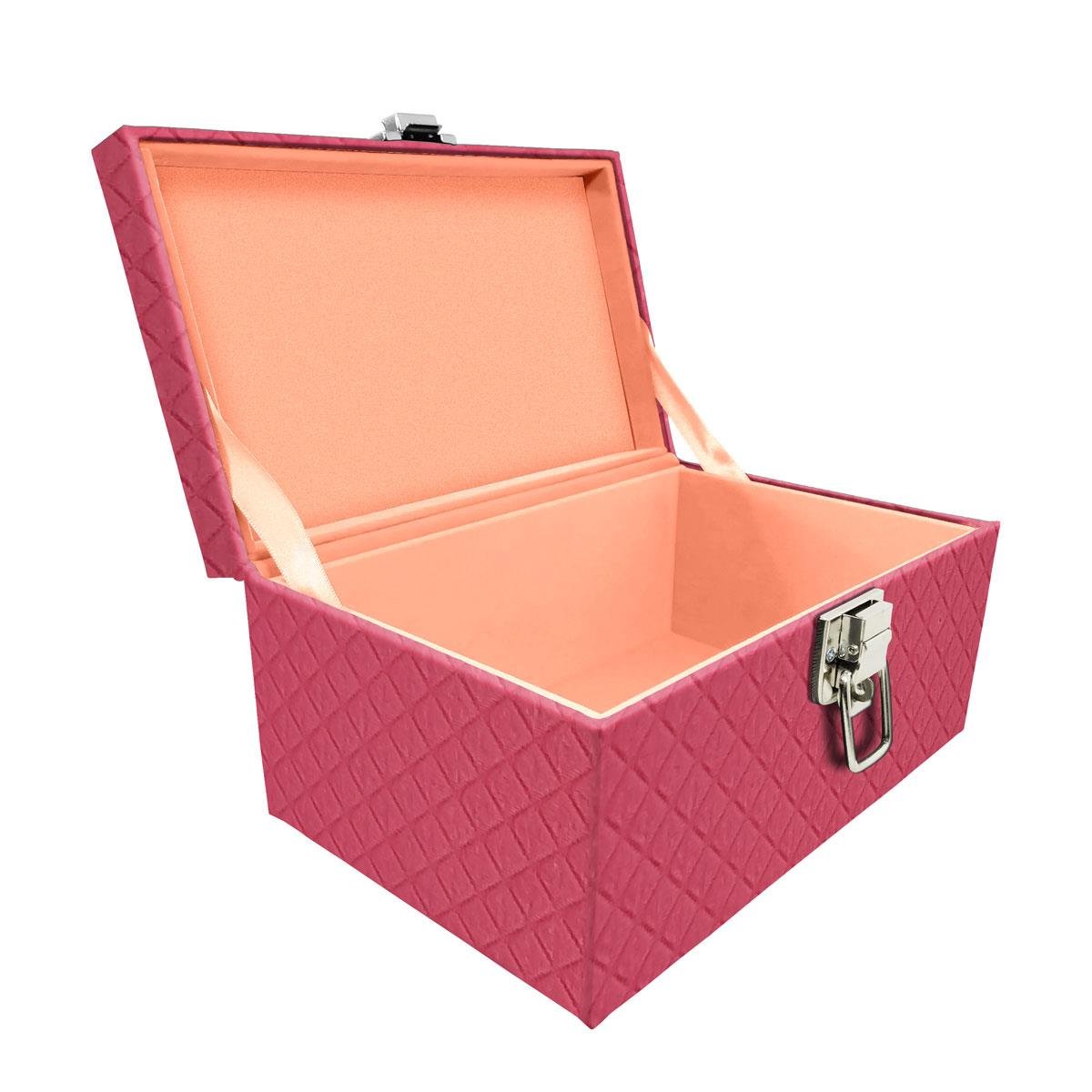 Maleta Tipo Baú Baby Vazio e Acolchoado Dijon Pink - Sob Encomenda