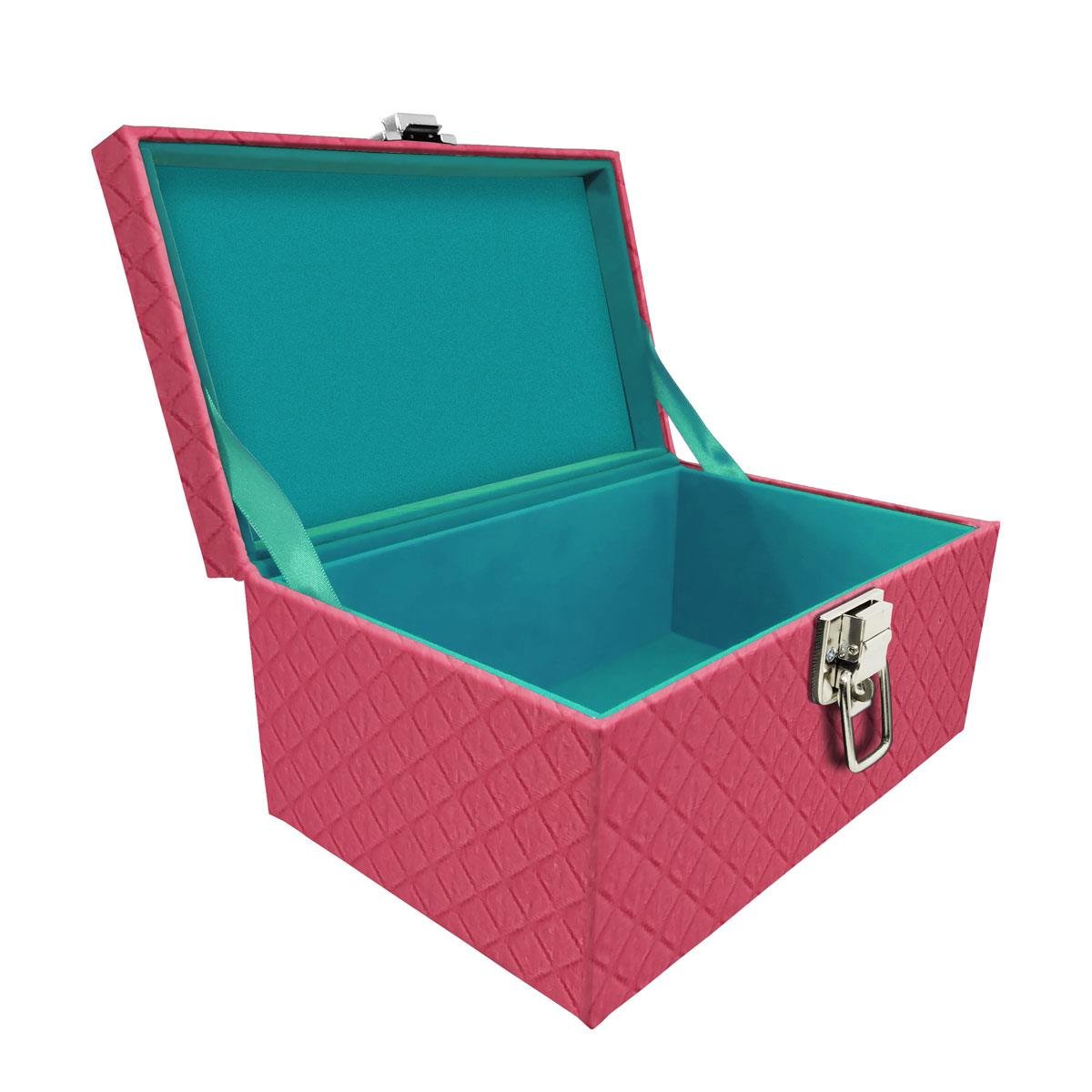 Maleta Tipo Baú Baby Vazio e Acolchoado Dijon Pink - Sob Encomenda