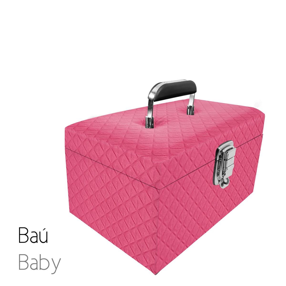 Maleta Tipo Baú Baby Vazio e Acolchoado Dijon Pink - Sob Encomenda
