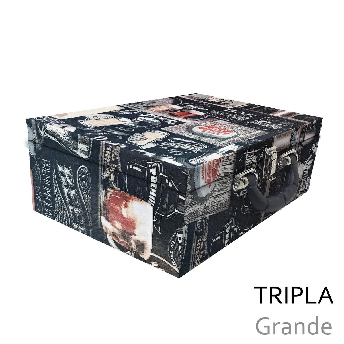 Estojo Maleta Porta Jóias Triplo Grande Cerveja Com Alça Preta e Espelho
