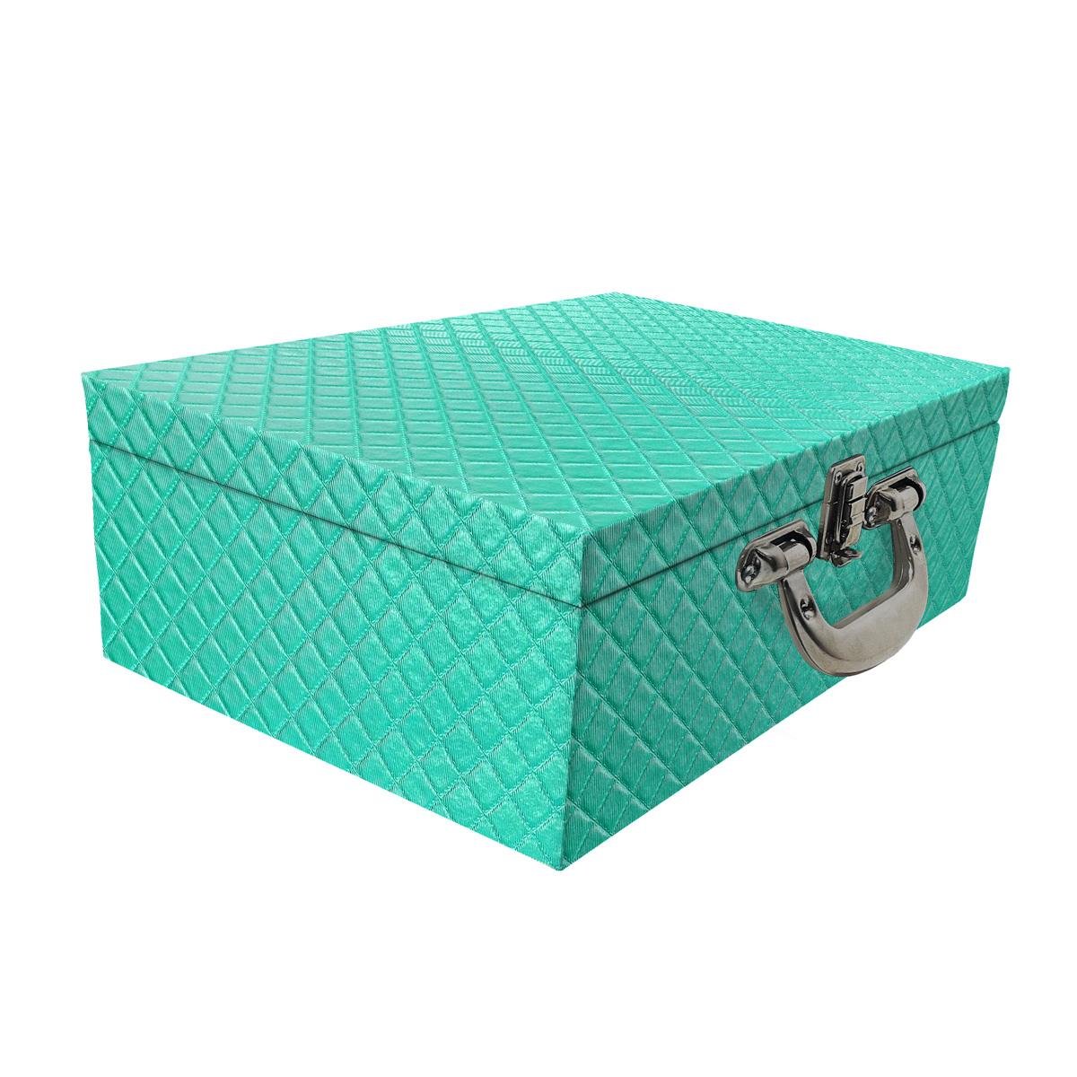 Estojo Maleta Porta Jóias Triplo Grande Dijon Tiffany Com Alça Cromada e Espelho