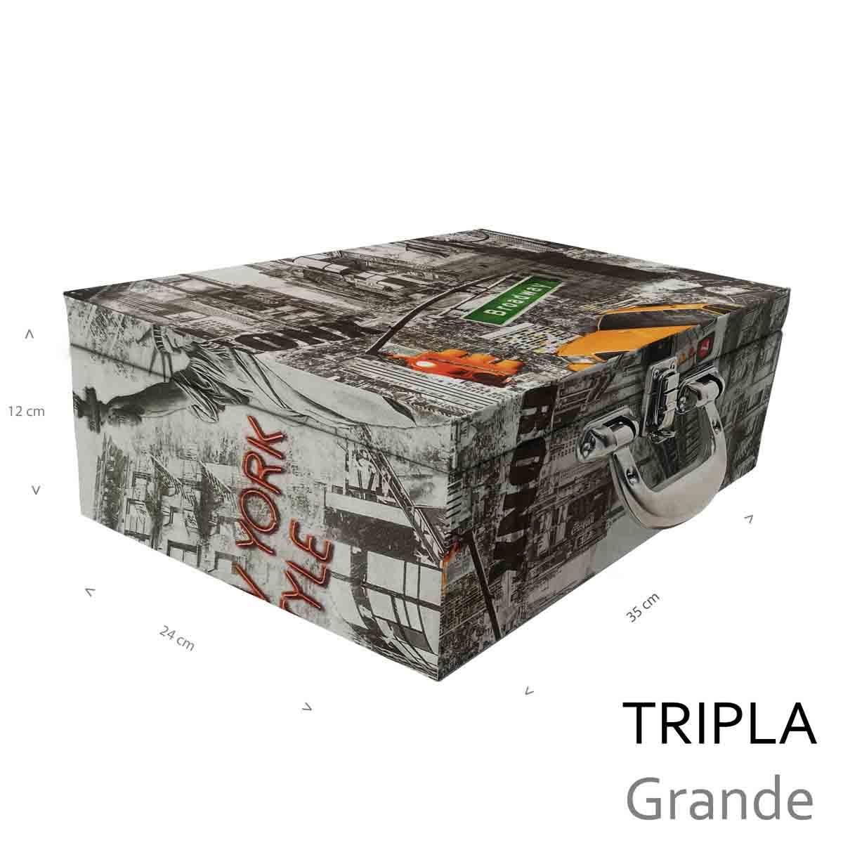 Estojo Maleta Porta Jóias Triplo Grande New York Táxi Com Alça Cromada e Espelho