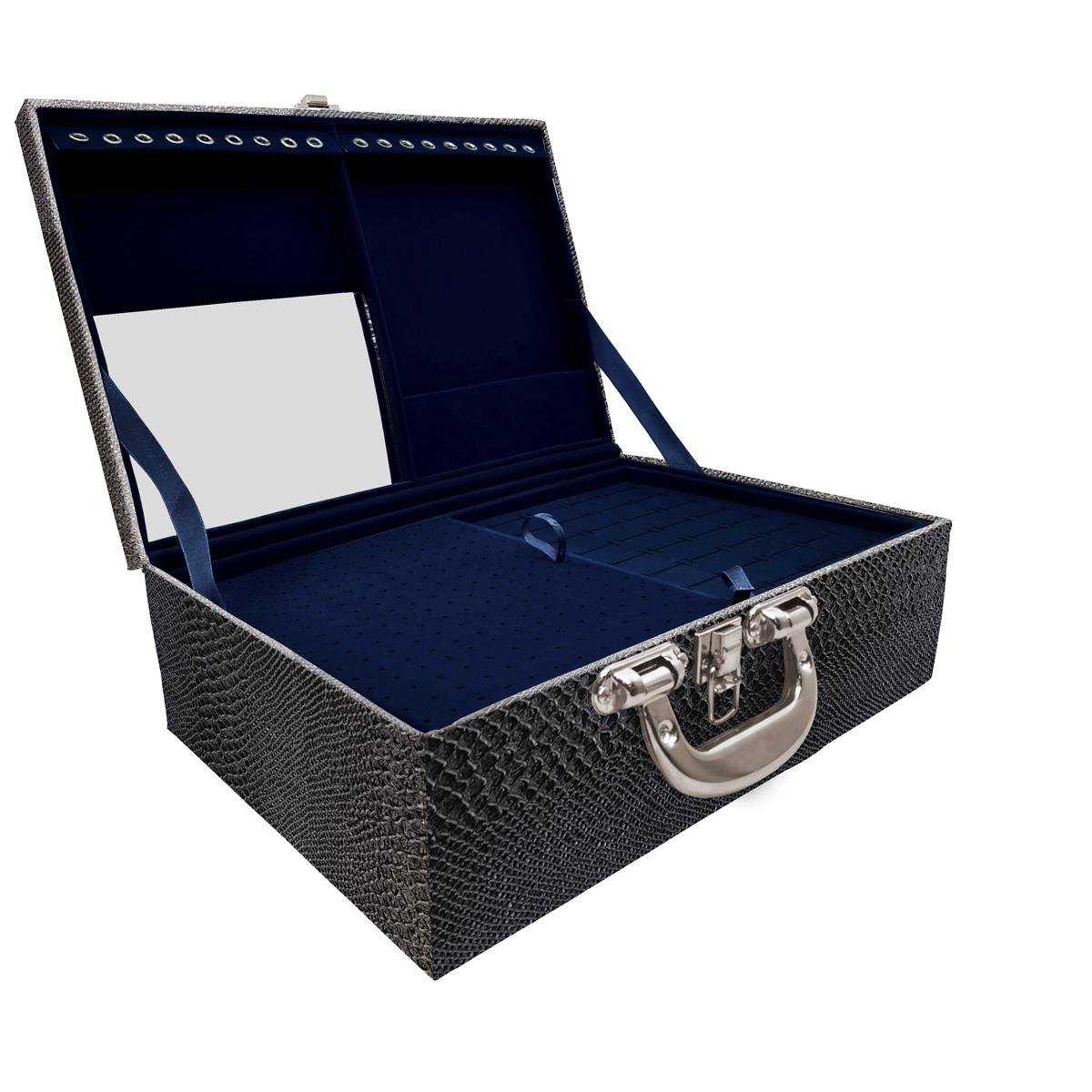 Maleta Tripla Grande Vibora Com Alça Cromada e Espelho