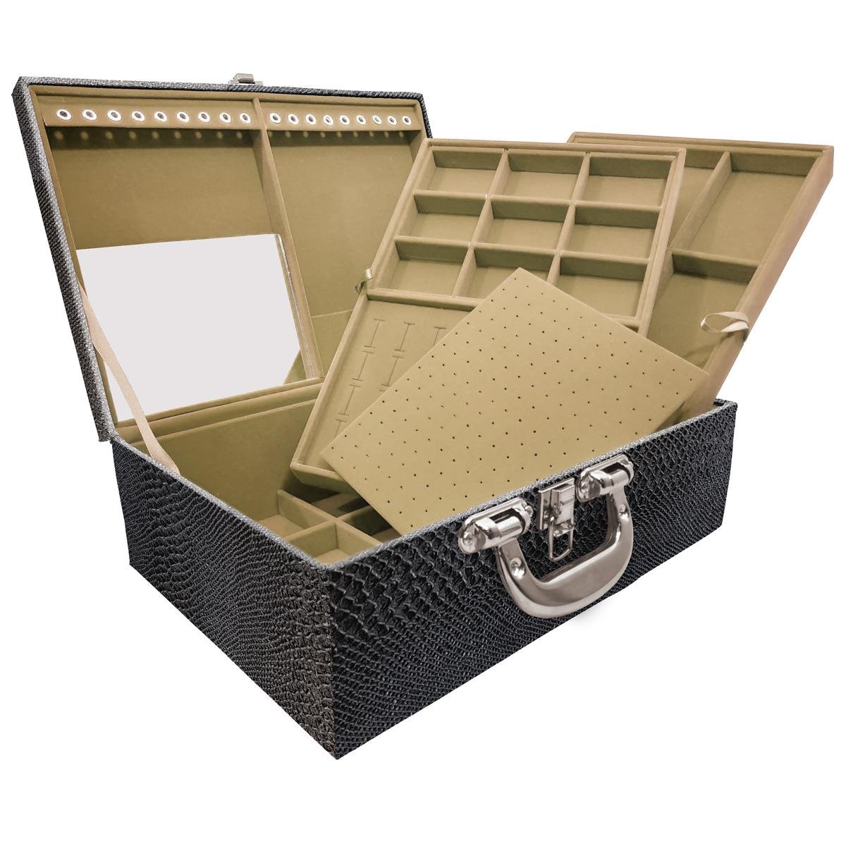 Maleta Tripla Grande Vibora Com Alça Cromada e Espelho