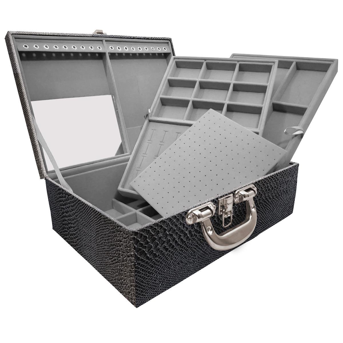 Maleta Tripla Grande Vibora Com Alça Cromada e Espelho