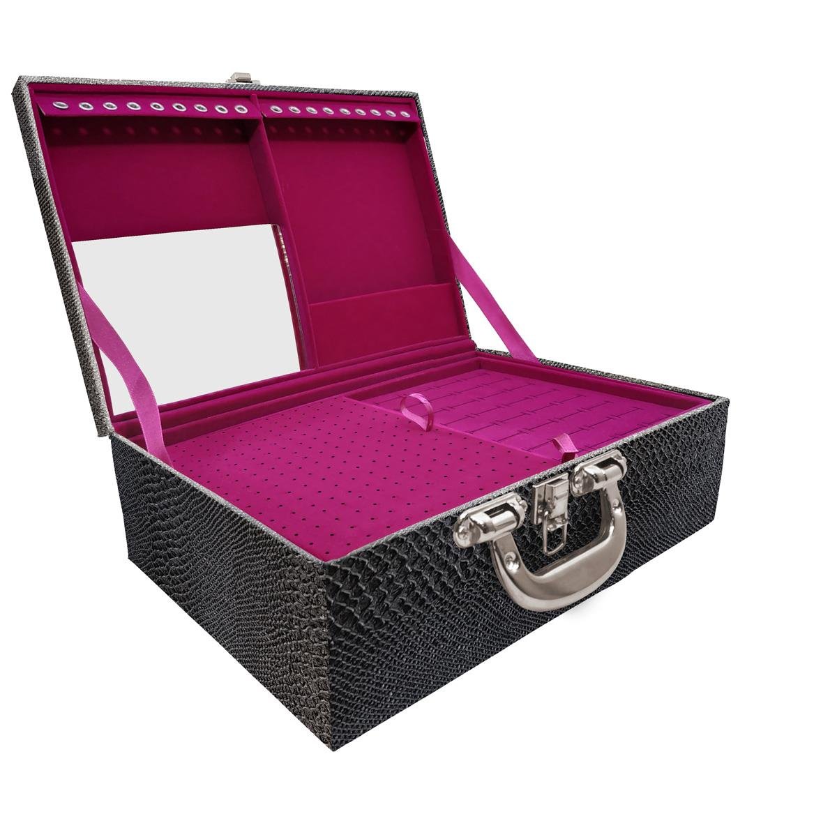 Maleta Tripla Grande Vibora Com Alça Cromada e Espelho