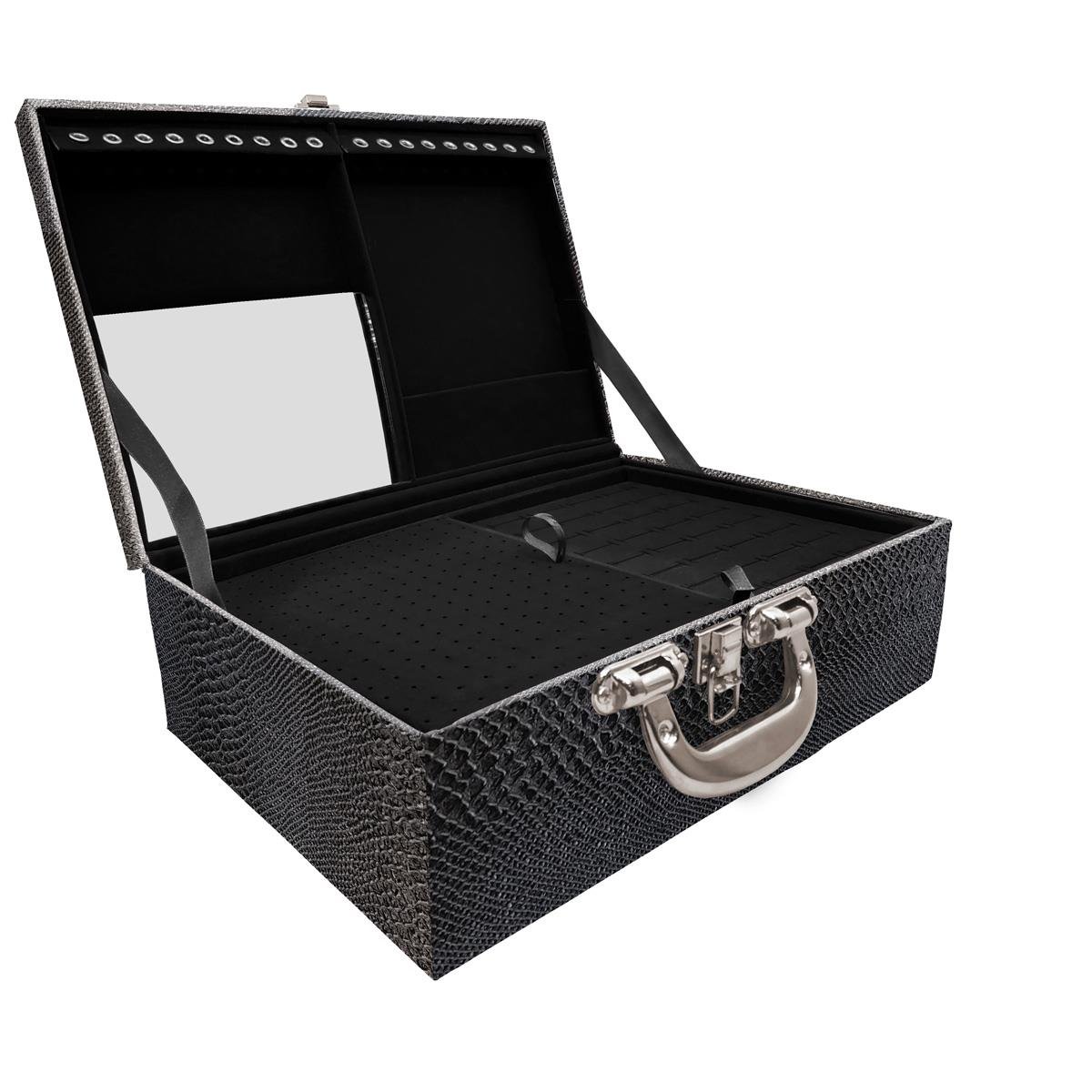 Maleta Tripla Grande Vibora Com Alça Cromada e Espelho