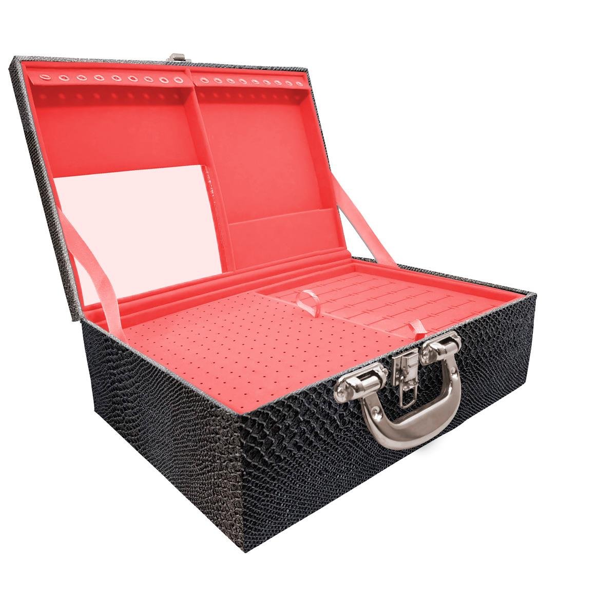 Maleta Tripla Grande Vibora Com Alça Cromada e Espelho