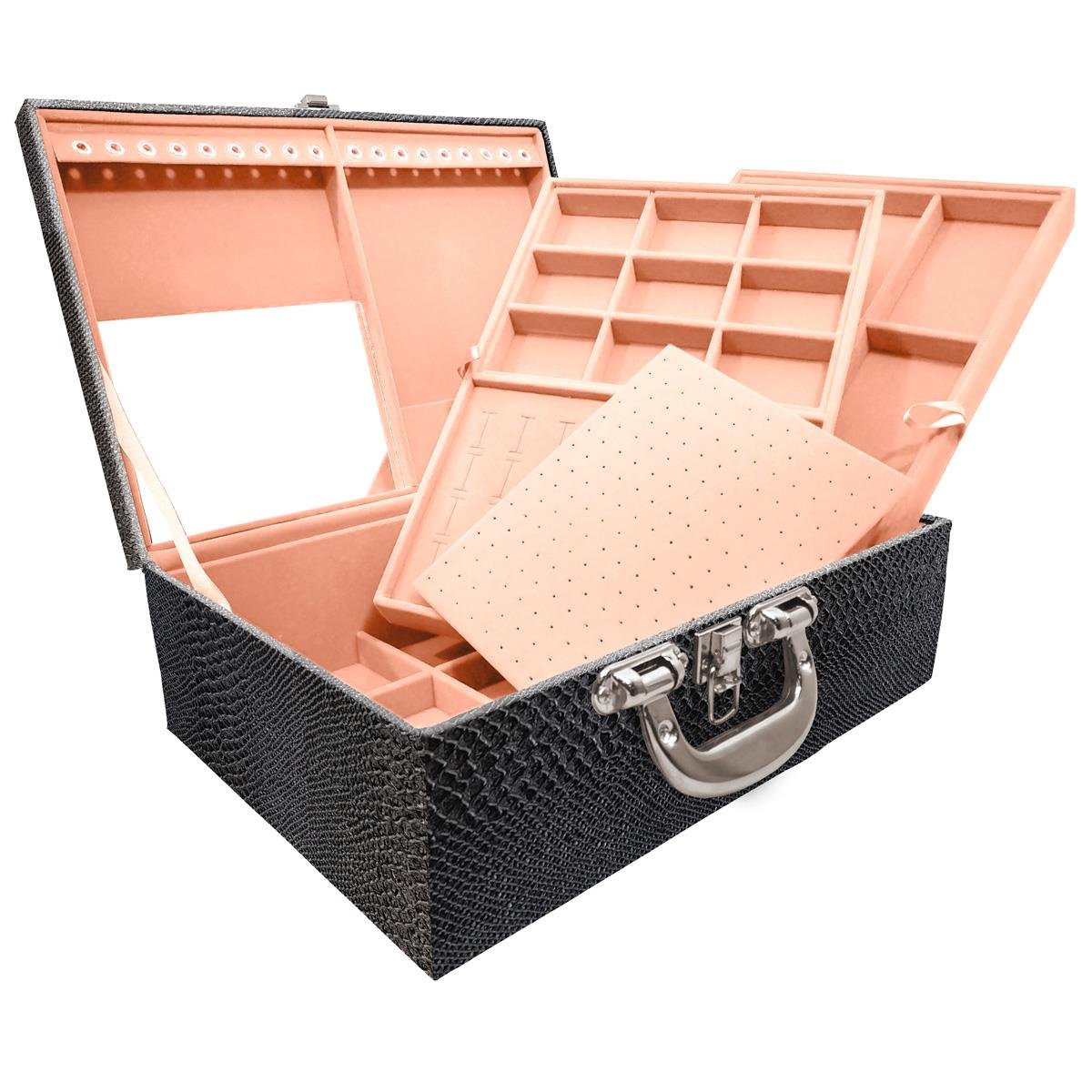 Maleta Tripla Grande Vibora Com Alça Cromada e Espelho