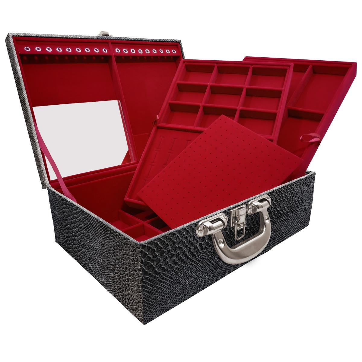 Maleta Tripla Grande Vibora Com Alça Cromada e Espelho