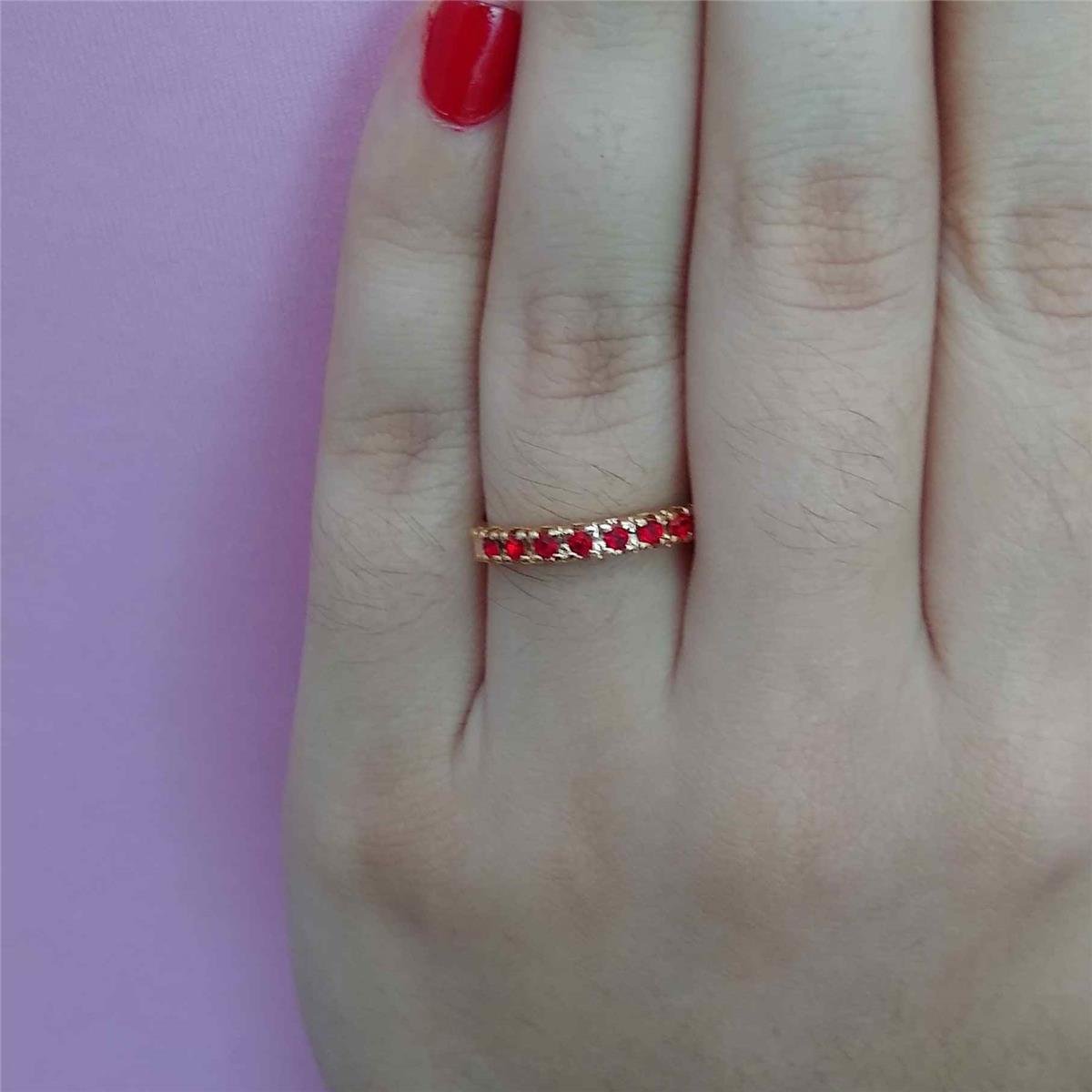 Meia Aliança com 7 Pedras Folheado a Ouro