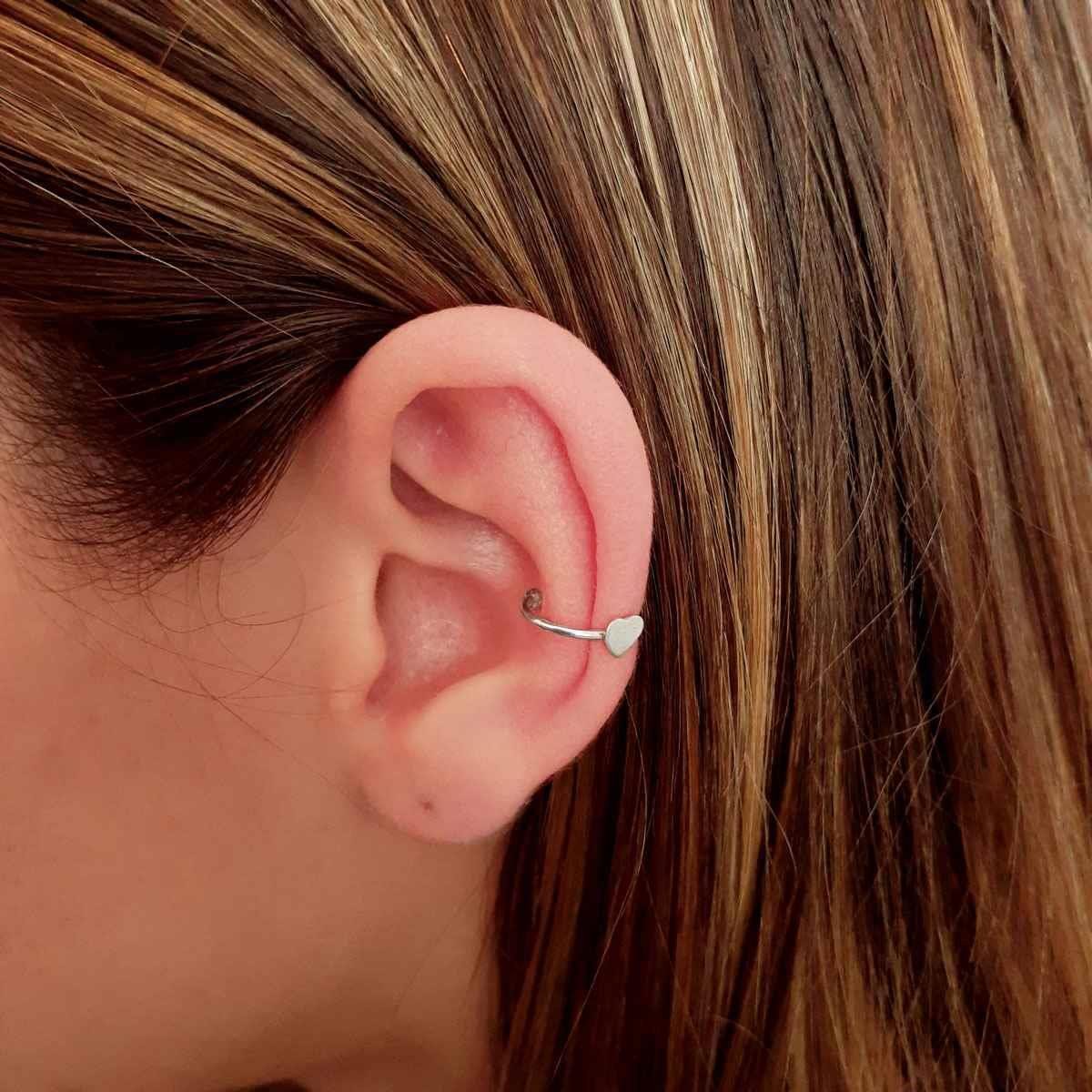Piercing De Prata Fake Plaquinha Coração