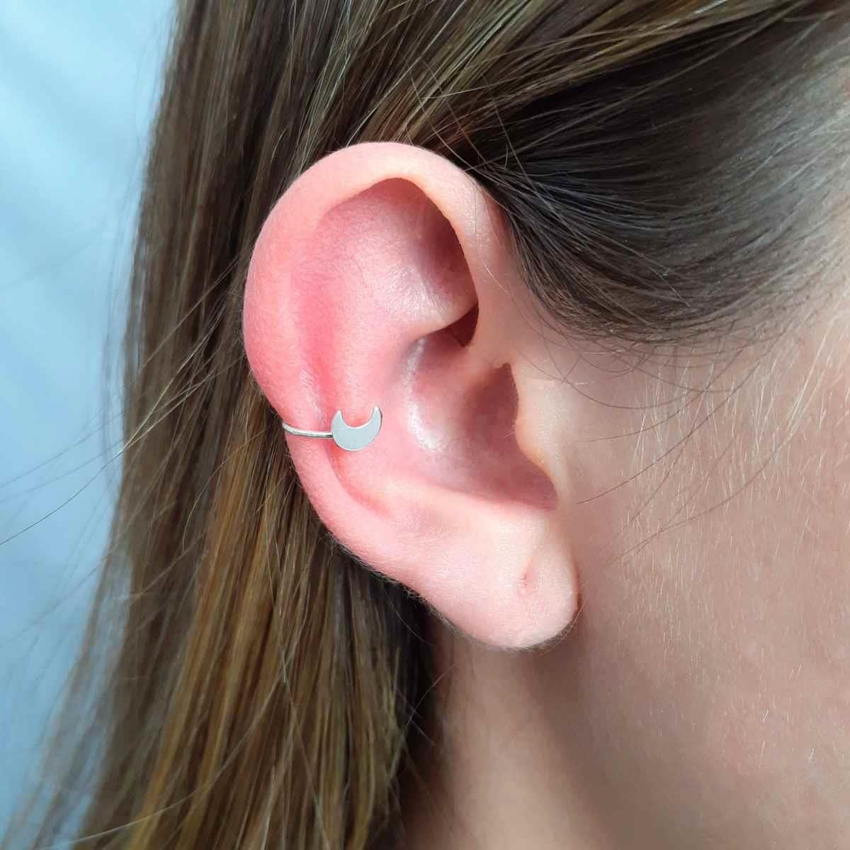 Piercing De Prata Fake Plaquinha Lua