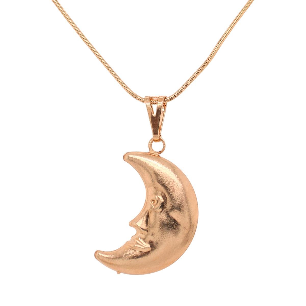 Colar com Pingente de Lua Lixada 45cm Folheado a Ouro