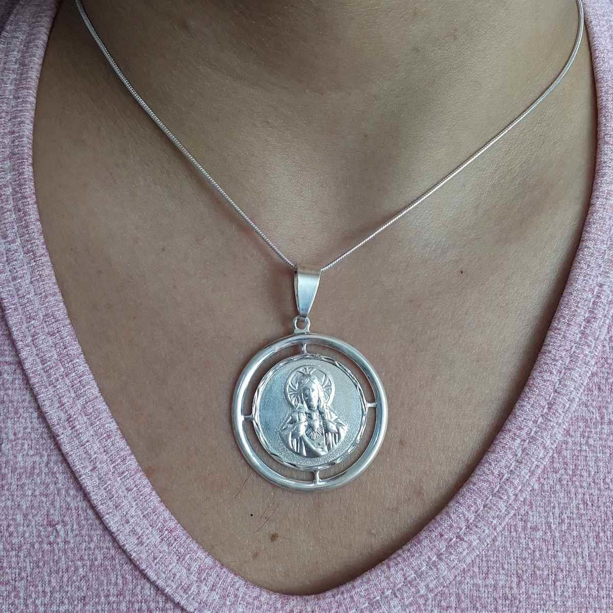 Pingente Medalha de Jesus Folheado a Prata