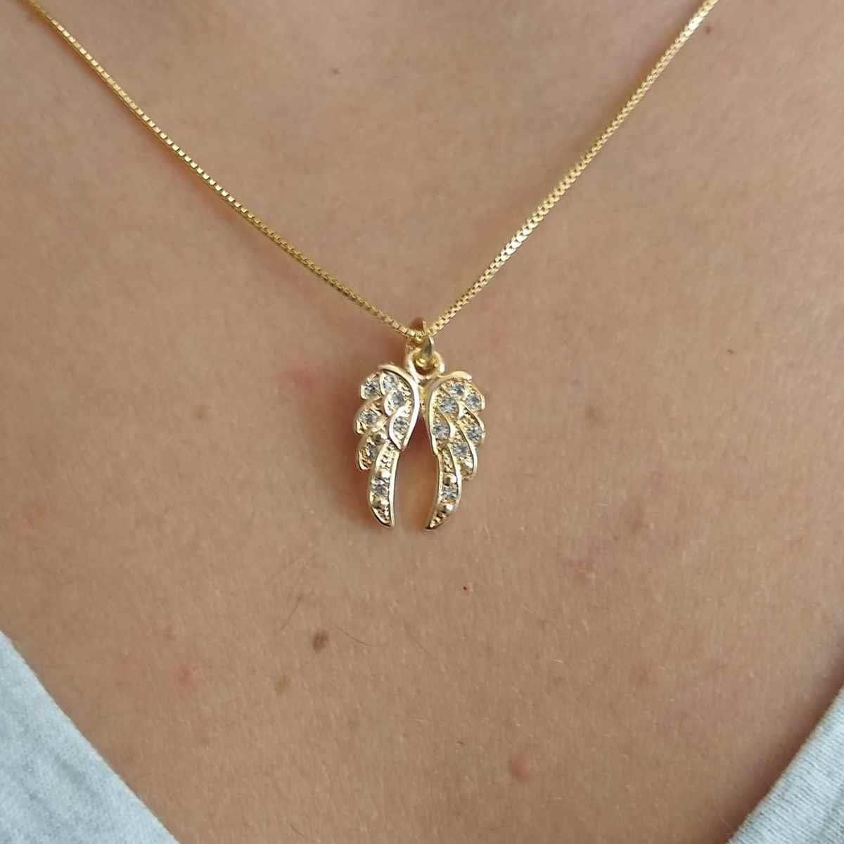 Pingente de Asa com Strass Folheado a Ouro