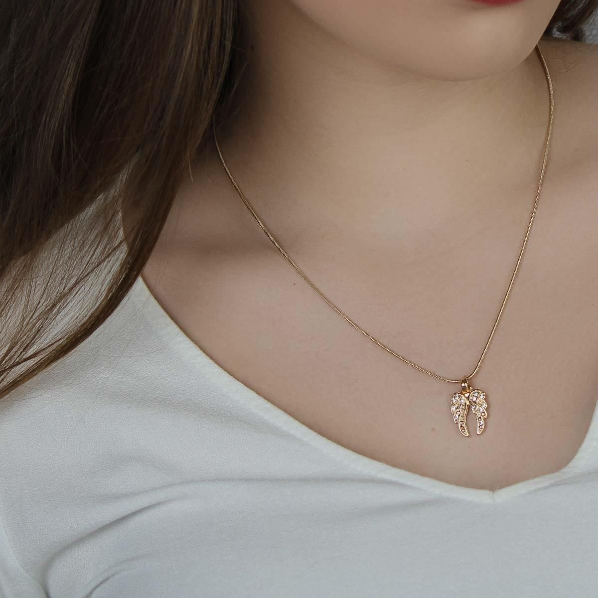 Pingente de Asa com Strass Folheado a Ouro