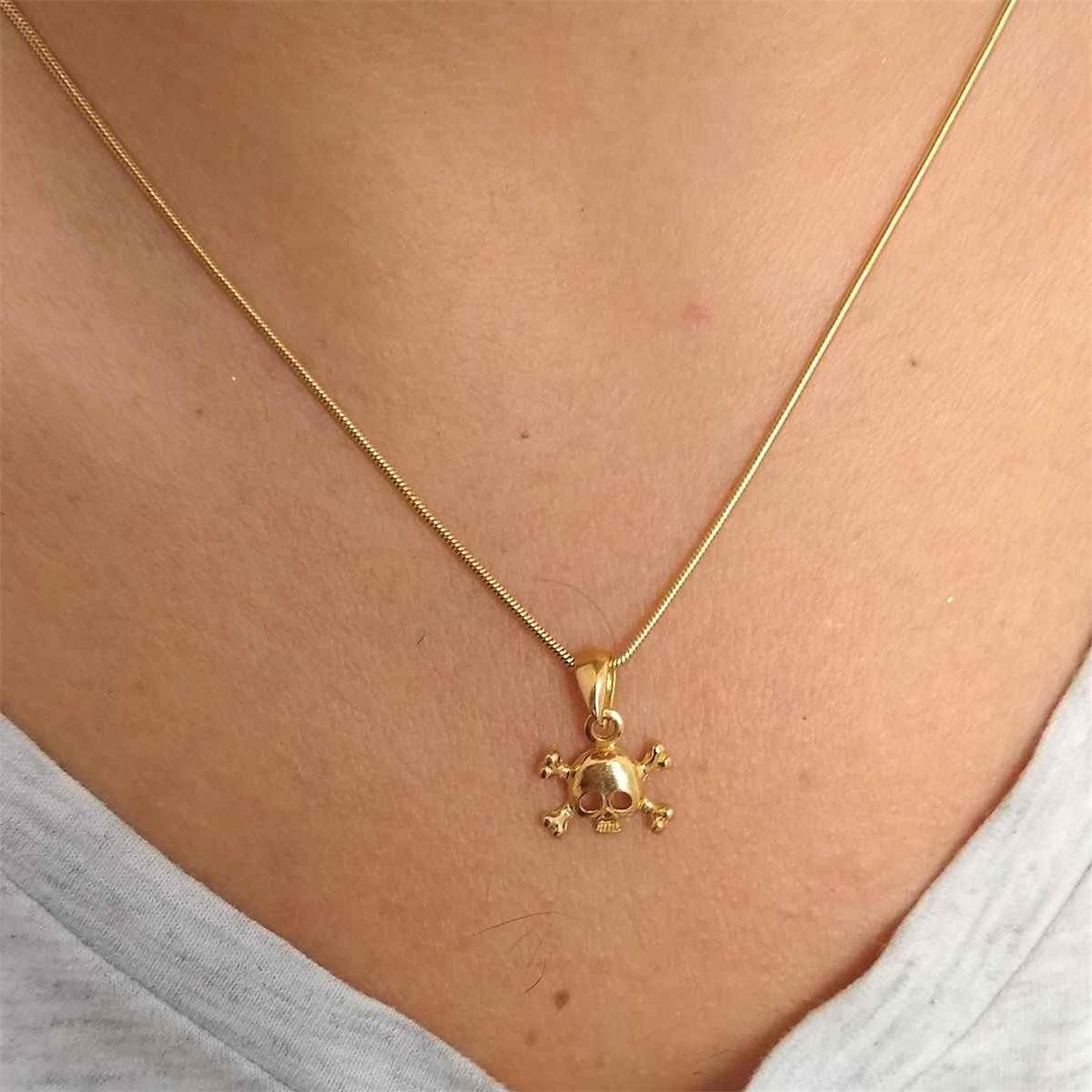 Pingente Caveira Folheado a Ouro