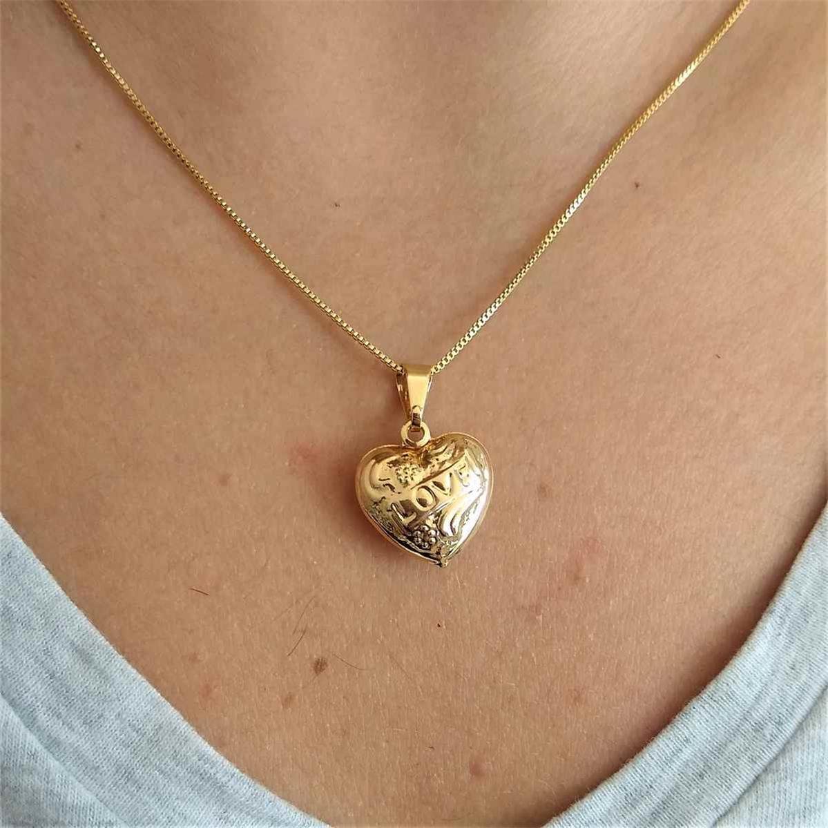 Pingente Coração Love Folheado a Ouro