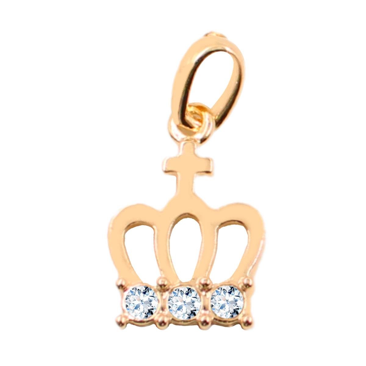 Pingente Coroa Cravejado Folheado a Ouro
