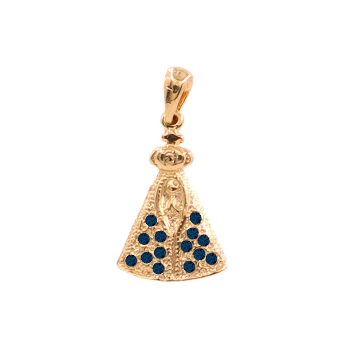 Pingente de Nossa Senhora com Pedra Folheado a Ouro