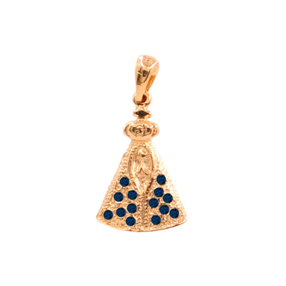 Pingente de Nossa Senhora com Pedra Folheado a Ouro
