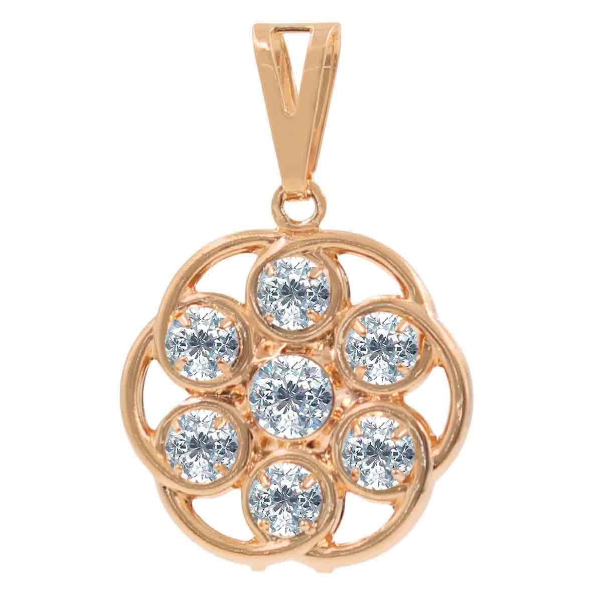 Pingente Espiral Vazado Com Sete Pedras Folheado a Ouro