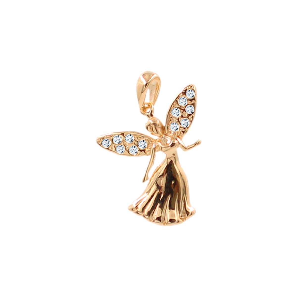 Pingente Fada com Strass Folheado a Ouro
