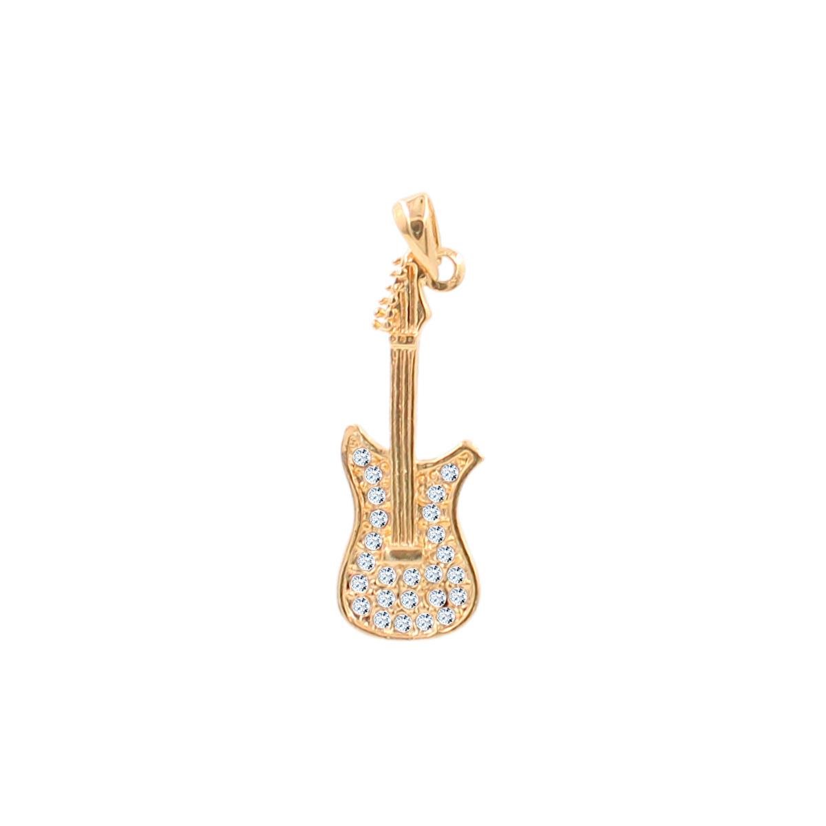Pingente Guitarra com Strass Folheado a Ouro