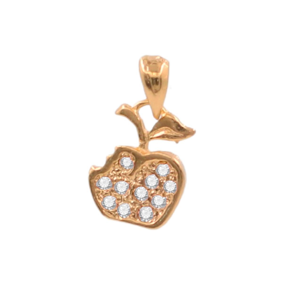 Pingente Maçã Cravejado Folheado a Ouro