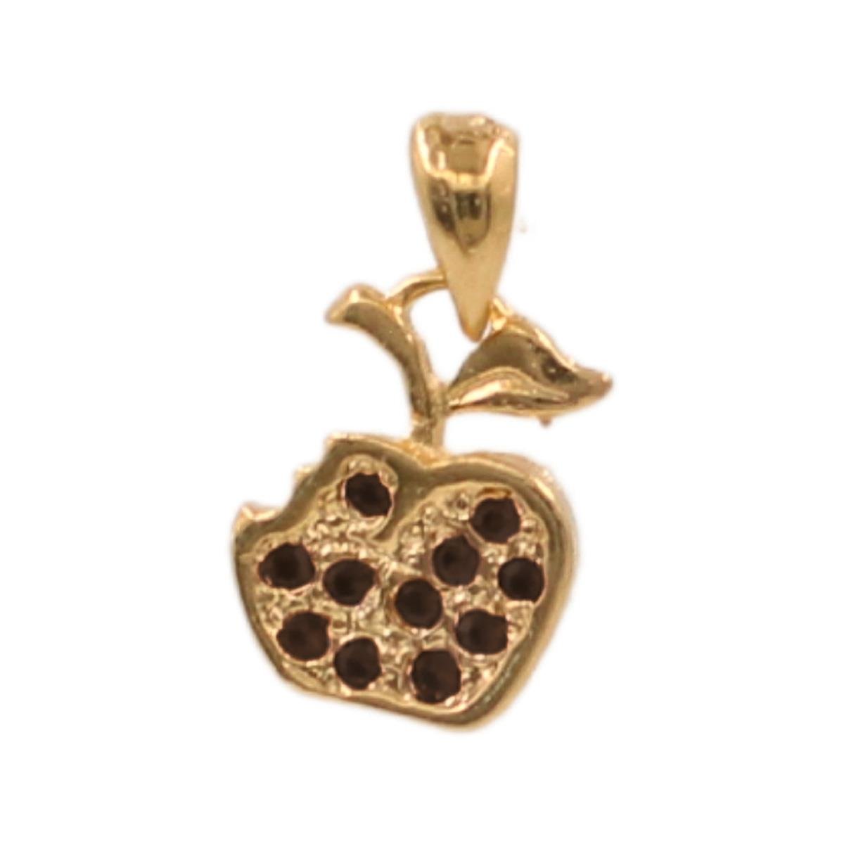 Pingente Maçã Cravejado Folheado a Ouro