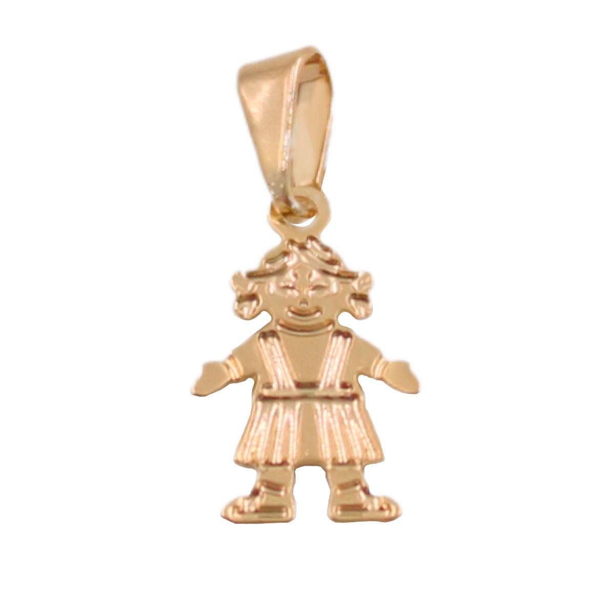 Pingente de Menininha Desenhada Folheado a Ouro