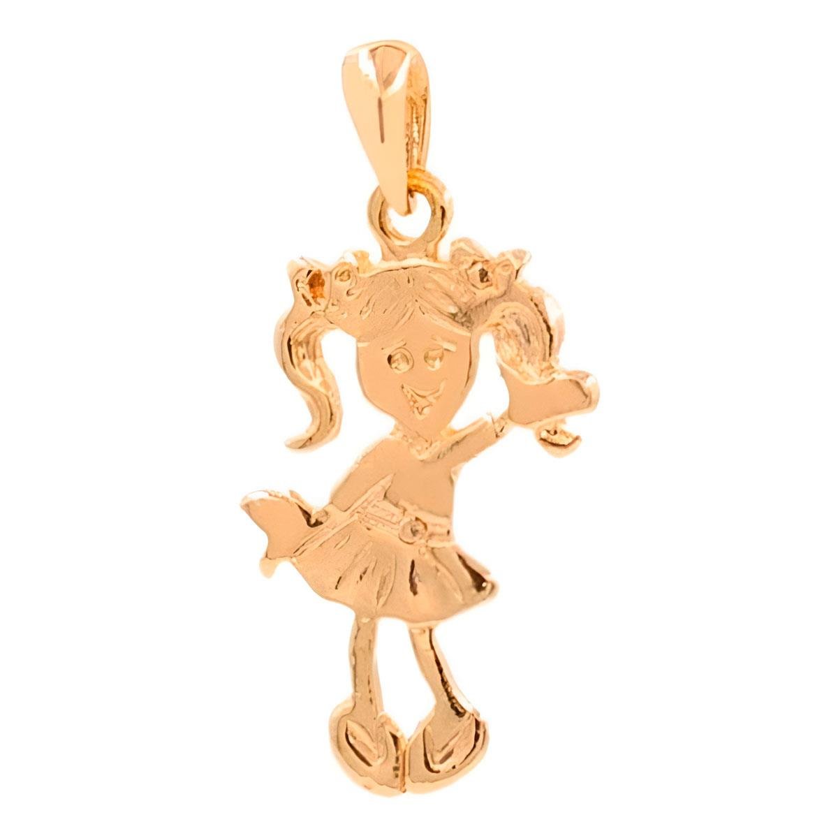 Pingente Menina Folheado a Ouro