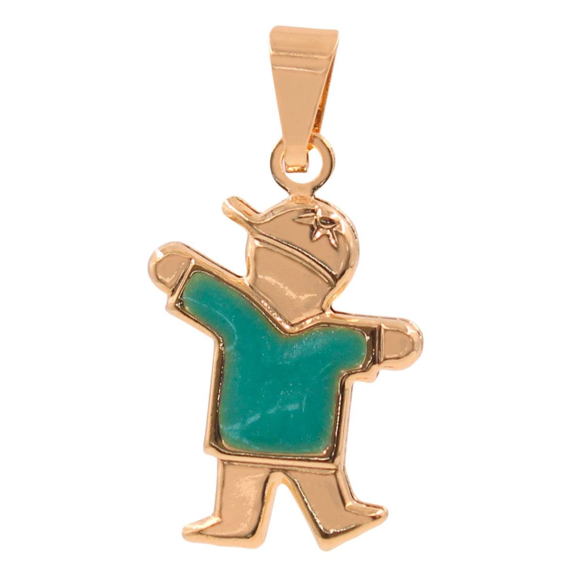 Pingente Menino Boné Com Resina Folheado a Ouro