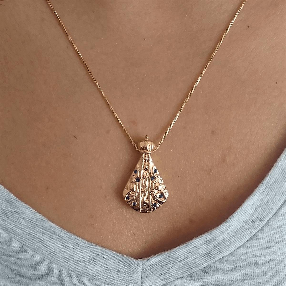 Pingente Nossa Senhora Cravejado Folheado a Ouro