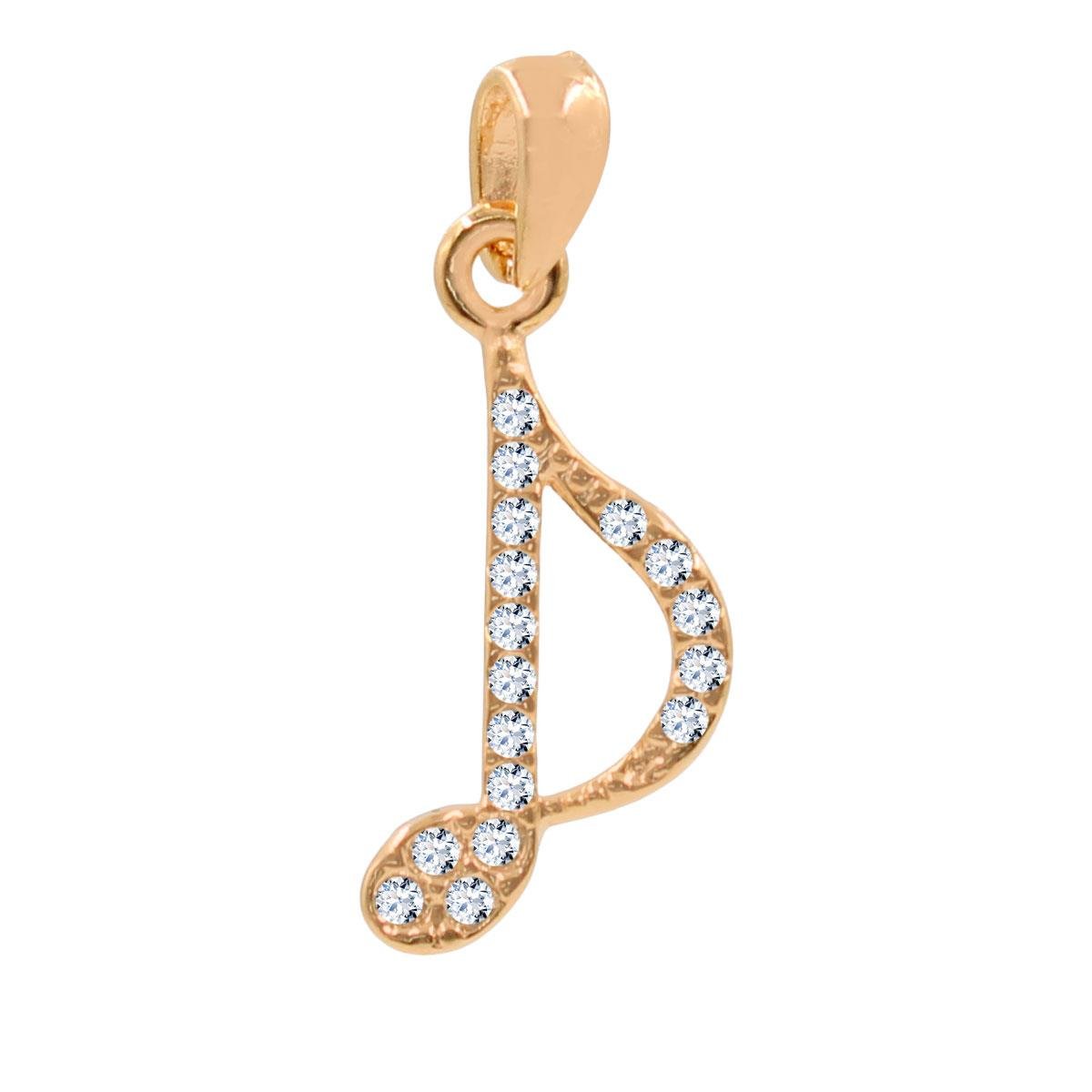 Pingente Nota Musical Colcheia Com Strass Folheado a Ouro