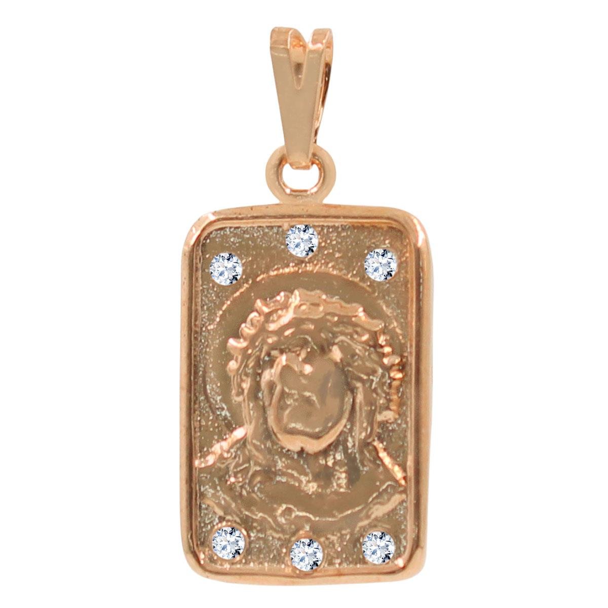 Pingente Imagem de Jesus Com Zircônias Folheado a Ouro