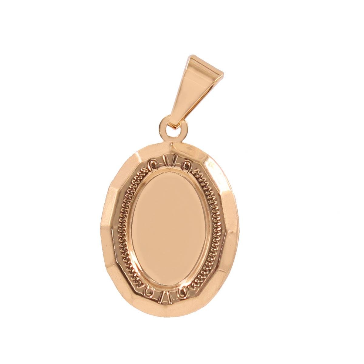 Pingente Relicário Oval Detalhado Folheado a Ouro