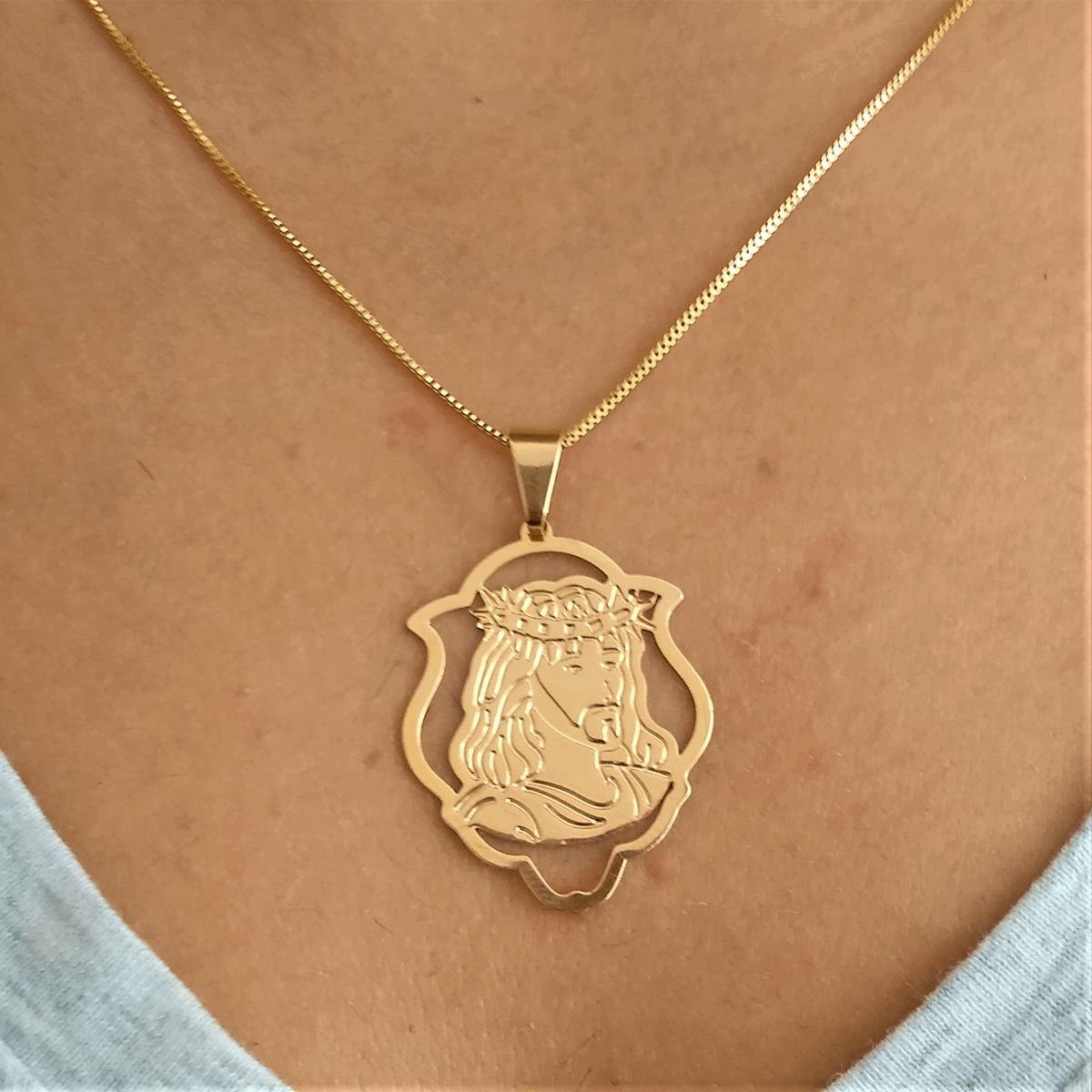 Pingente Imagem de Cristo Folheado a Ouro