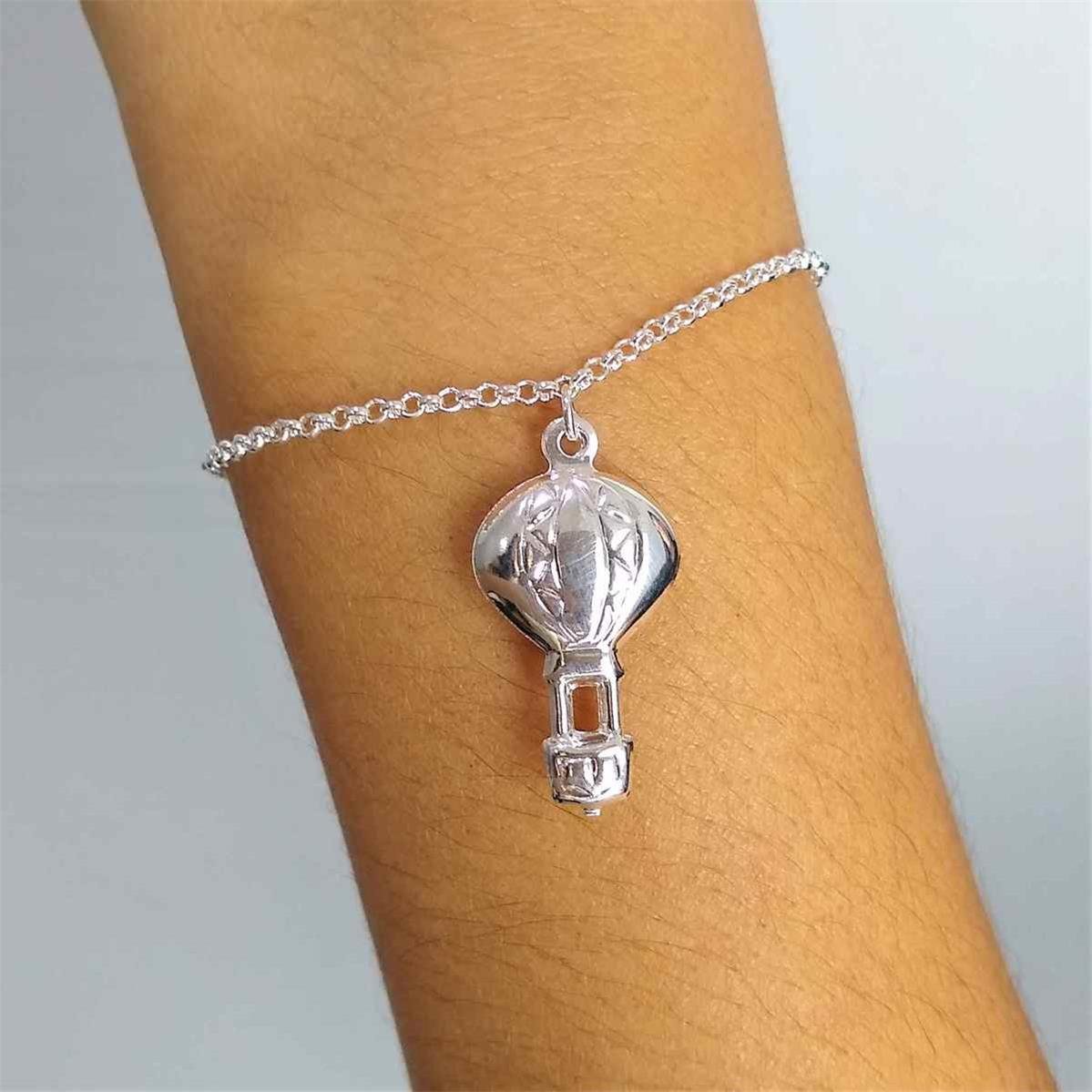 Pulseira de Elo Português com Balão Folheado a Prata